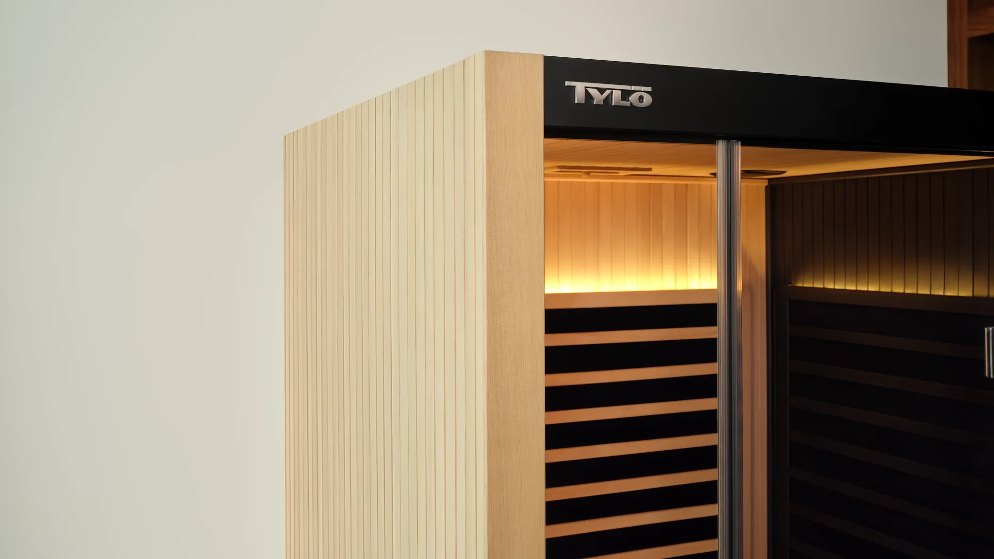 A close-up photo of a Tylo kiruna infrared sauna